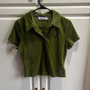 Juicy Couture Dark Green Velour Button Down Shirt